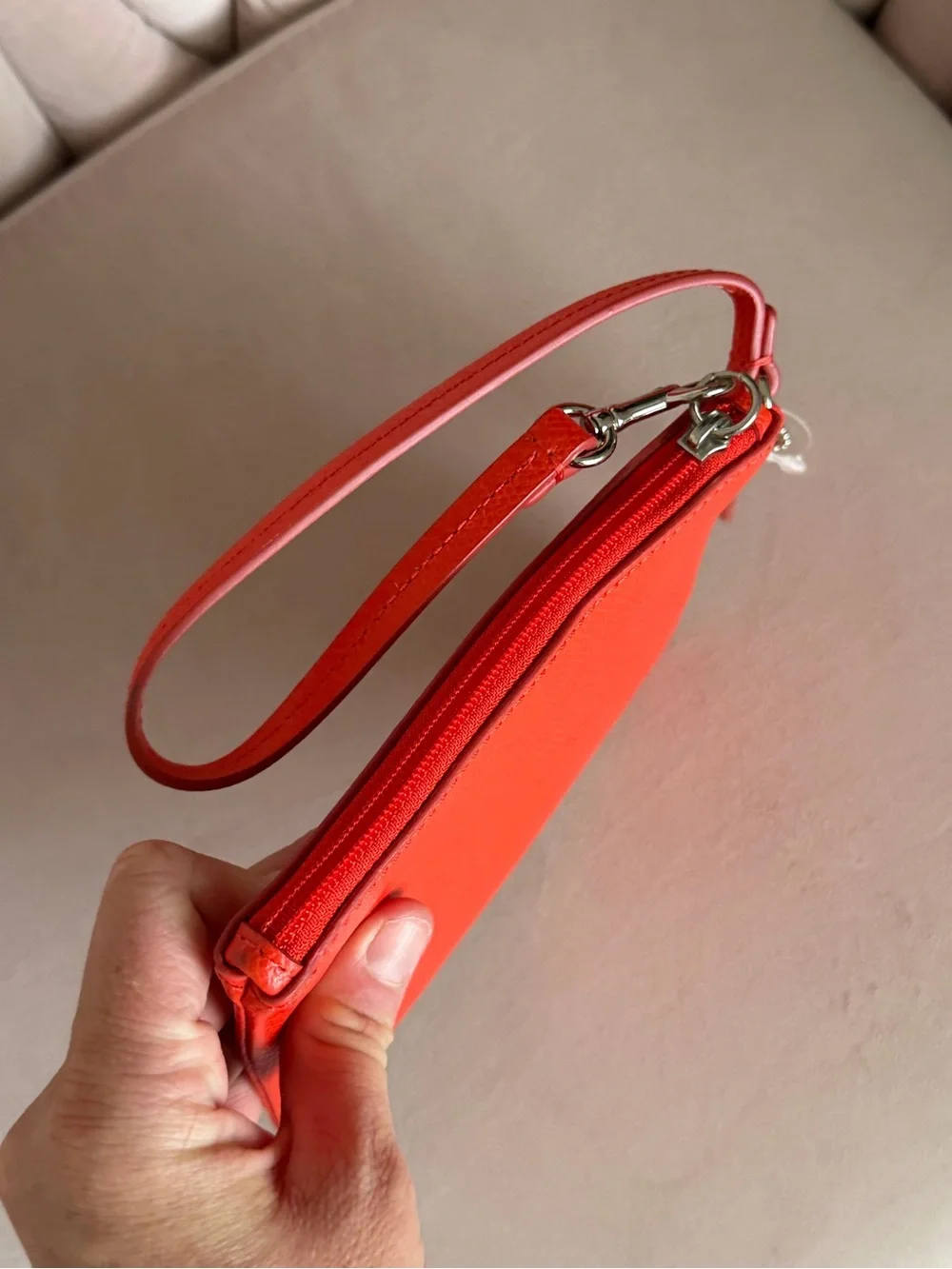 Coach F52850 Crossgrain Leather Small Wristlet in Orange 🍊